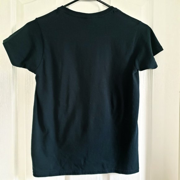 Gildan Run Hippie Run Chop Shoppe T-Shirt Womens Size XS Graphic Black/White - Picture 8 of 9